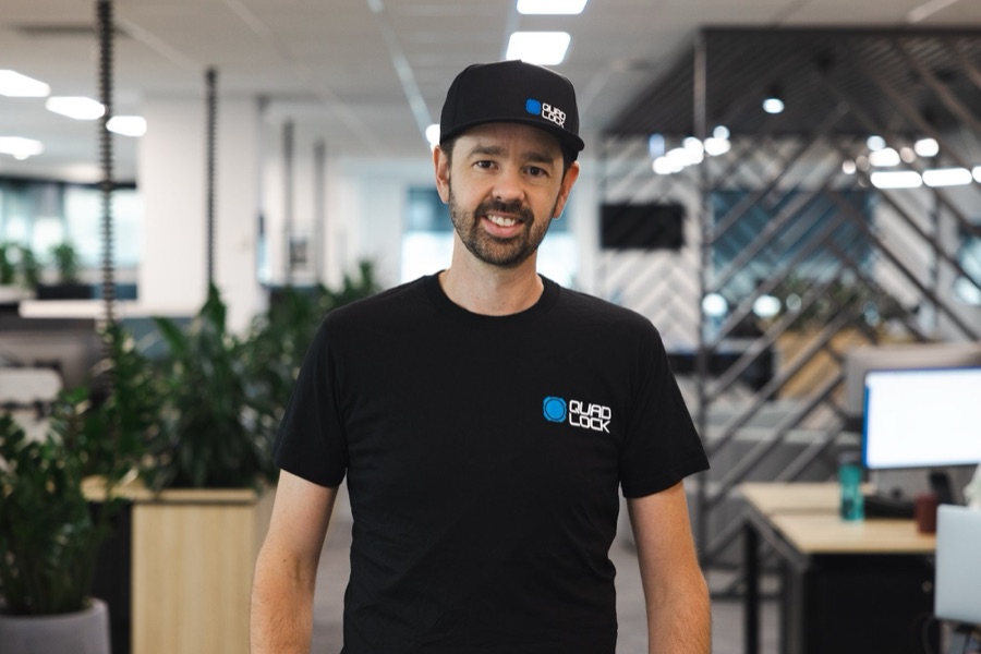 Rob Ward, Co-Founder of Quad Lock, in Quad Lock gear at the company's office
